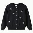 thumbnail image 1 of UngA Girls Crewneck Cardigan Long Sleeve Children Button Cotton Toddler Girl Sweater Uniform Sweaters for Little Girls (Black,5-6 Years), 1 of 4