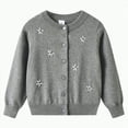 thumbnail image 1 of UngA Girls Crewneck Cardigan Long Sleeve Children Button Cotton Toddler Girl Sweater Uniform Sweaters for Little Girls (Dark Gray,7-8 Years), 1 of 4