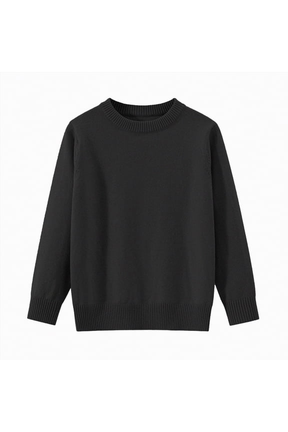 Girls Crewneck Knit Pullover Sweaters Long Sleeve Oversized Knit Sweaters for Girls Cute Jumper Tops (Black,2-3 Years)