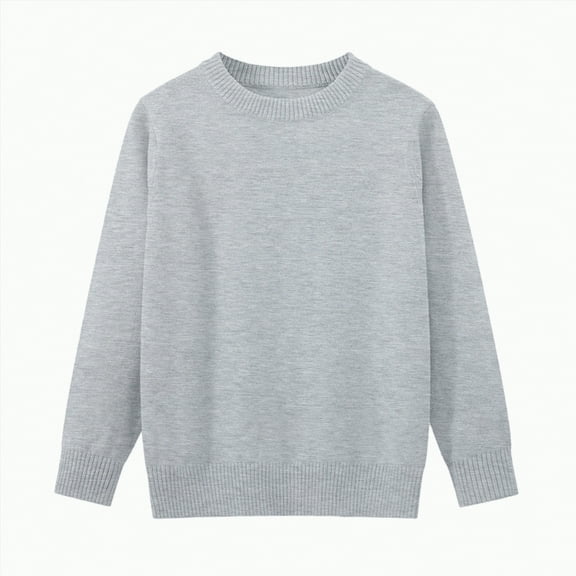 UngA Girls Crewneck Knit Pullover Sweaters Long Sleeve Oversized Knit Sweaters for Girls Cute Jumper Tops (Grey,11-13 Years)