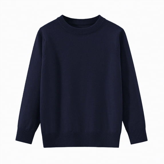 UngA Girls Crewneck Knit Pullover Sweaters Long Sleeve Oversized Knit Sweaters for Girls Cute Jumper Tops (Navy,11-13 Years)