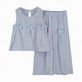 thumbnail image 1 of UngA Girls Cute Bow Crop Tank Top and Wide Leg Pants Set Two Piece Summer Outfits for Kids Toddler 2-3 Years,Light Blue, 1 of 7
