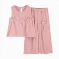 thumbnail image 1 of UngA Girls Cute Bow Crop Tank Top and Wide Leg Pants Set Two Piece Summer Outfits for Kids Toddler 2-3 Years,Red, 1 of 7