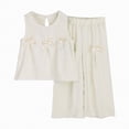 thumbnail image 1 of UngA Girls Cute Bow Crop Tank Top and Wide Leg Pants Set Two Piece Summer Outfits for Kids Toddler 3-4 Years,White, 1 of 7