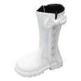 thumbnail image 1 of UngA Girls Riding Boots Girls Boys Side Zipper Combat Ankle Boots for Little Big Kid White,13.5, 1 of 6