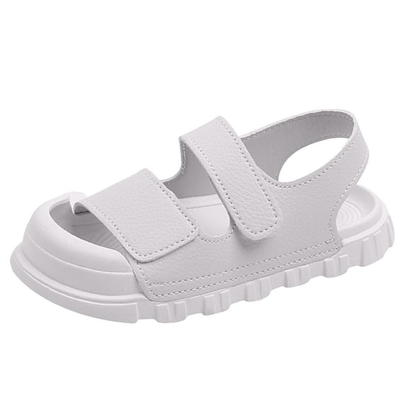 UngA Girls Sandals Boys Girls Toddler Little Kid Sandals Buckle Adjustable Water Sandal with Hook Loop Back Strap Princess Shoes(White,Size 2.5)