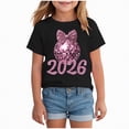 thumbnail image 1 of UngA Girls Short Sleeve T Shirts Kids Toddler Glitter 2026 Graphic Print Summer Tops Crewneck Basic Casual Loose Soft Tees Shirts (Black,7-8 Years), 1 of 4