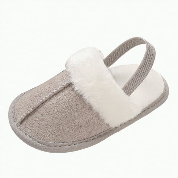 UngA Girls Slippers Kids Slippers Boys Girls Warm Soft Plush Memory Foam House Slippers Big Little Kids Non-Slip Winter Home Shoes for Indoor Outdoor Grey,3.5