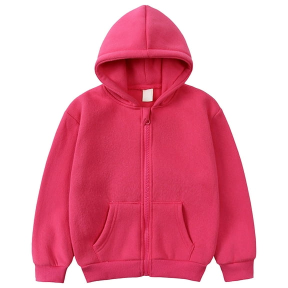 UngA Girls Sweatshirt Zip Up Boy Hoodie Sweatshirt Zip-Up Cotton Casual Pocket Jacket Spring Fall Clothes Hot Pink,9-10 Years