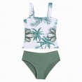 thumbnail image 1 of UngA Girls Swimsuit Two Piece Girls Tankini Swimsuit Tropical Printed Cut Out Bathing Suit Ruched Girls Swimwear (AG,9-10 Years), 1 of 6