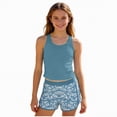 thumbnail image 1 of UngA Girls Swimsuit Two Piece Girls Tankini Swimsuit with Tropical Printed Shorts Adjustable Bathing Suit for Girls Swimwear (Blue,9-10 Years), 1 of 5