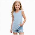 thumbnail image 1 of UngA Girls Tank Tops Kids Athletic Ribbed Knit Sleeveless Tops Basic Camisole Toddler Tank Tops Girls (Sky Blue,18-24 Months), 1 of 7