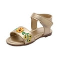 thumbnail image 1 of UngA Girls Wedge Sandals Boys Girls Toddler Little Kid Sandals Buckle Adjustable Water Sandal with Hook Loop Back Strap Flower Girl Sandals(Gold,Size 1.5), 1 of 7