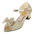 thumbnail image 1 of UngA Girls Wedge Sandals Girls Sandals Open Toe Summer Flats Dress Sandals Shoes Toddler/Little Kid/Big Kid Flower Girl Sandals(Gold,Size 2.5), 1 of 4