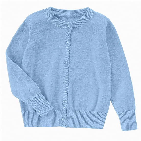 UngA Girls' and Toddler Long Sleeve Button Front Cardigan Girls' Sweaters (Sky Blue,15-16 Years)