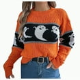 thumbnail image 1 of UngA Halloween Clothes for Women Halloween Sweatshirt for Women Embroidered Sweaters Cute Spooky Season Shirt Long Sleeve Fall Winter Pullover Tops Orange,L, 1 of 7