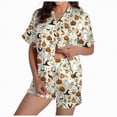 thumbnail image 1 of UngA Halloween Pajama Women Halloween Pajama Set, Ghost Pumpkin Print Top with Shorts Beige,2XL, 1 of 5