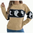 thumbnail image 1 of UngA Halloween Womens Clothing Halloween Knitted Pullover Sweaters Fall Winter Fashion Maple Leafs Pumpkin Clothes Fall Outfits for Women Khaki,S, 1 of 7