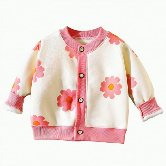 UngA Infant Cardigan Baby Boy Girl Sweater Long Sleeve Button Up Knit Sweatshirt Jacket Toddler Baby Girl Fall Winter Outfits (Pink,18-24 Months)