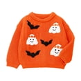 thumbnail image 1 of UngA Sweaters Baby Halloween Sweater Pumpkin Print Long Sleeve Crewneck Embroidery Knit Sweatshirt Toddler Fall Winter Pullover Orange,18-24 Months, 1 of 7