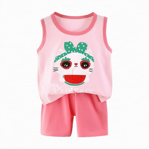 UngA Infant Toddler Baby Girl Summer Clothes 3 6 12 18 24 Months 2T 3T 4T 5T Sleeveless Tank Tops Striped Shorts Set Toddler Baby Outfits for Boys (Pink,3-4 Years)