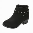 thumbnail image 1 of UngA Kids Ankle Boots Side Zipper Booties Fashion Short Suede Low Heels Boots Girls (Little Kid/Big Kid),Size 11.5, 1 of 9