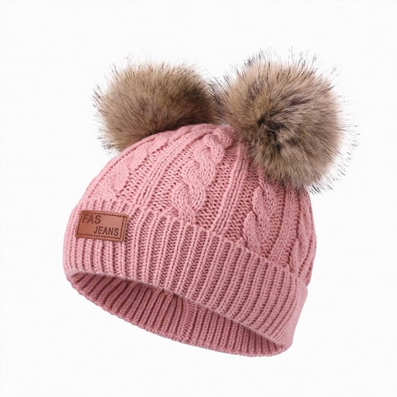 UngA Kids Toddler Winter Pompom Hat Baby Knitted Beanie Hat Fleece Lined Pom Beanie Cap for Girls Boys (Brick Red,1-4 Years)