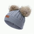 thumbnail image 1 of UngA Kids Toddler Winter Pompom Hat Baby Knitted Beanie Hat Fleece Lined Pom Beanie Cap for Girls Boys (Grey,1-4 Years), 1 of 7