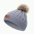 thumbnail image 1 of UngA Kids Toddler Winter Warm Pompom Hat Fleece Lined Knit Hat Solid Cute Soft Slouchy Hats for Boys Girls (Grey,1-11 Years), 1 of 6