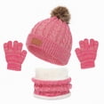thumbnail image 1 of UngA Kids Winter Beanie Gloves Scarf Set,Boys Girls Toddler Winter Hat With Pom Neck Warmer Gaiter Mittens Fleece Lined Set (Hot Pink,1-5 Years), 1 of 6