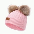 thumbnail image 1 of UngA Kids Winter Beanie Hat Warm Ski Caps with Pompom Fleece Lined Children's Knit Hat for Boys Girls (Pink,1-4 Years), 1 of 7