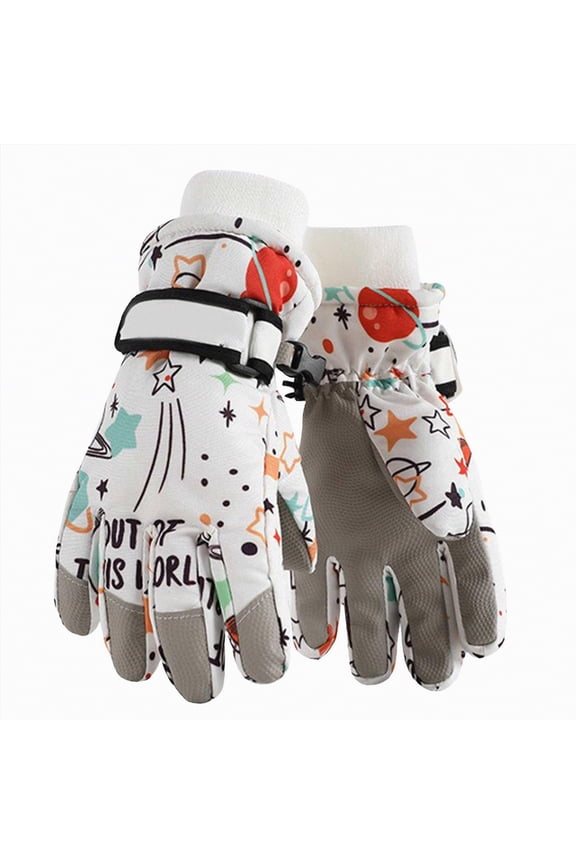 Kids Winter Gloves Waterproof Snow Ski Gloves Warm Windproof Adjustable Mittens for Boy Girl Outdoor (Dark Blue,6-8 Years)