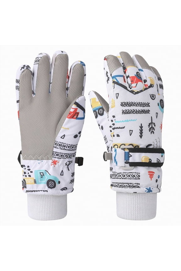 Kids Winter Gloves Waterproof Snow Ski Gloves Warm Windproof Adjustable Mittens for Boy Girl Outdoor (Navy,6-8 Years)