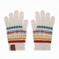 thumbnail image 1 of UngA Kids Winter Gloves with Touch Screen Full Finger Thermal Half Finger Magic Stretch Knit Mittens for Girls and Boys (Beige,3-9 Years), 1 of 4
