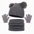 thumbnail image 1 of UngA Kids Winter Hat Gloves Scarf Set, Winter Hats and Gloves for Girls with Pom, Neck Warmer Thick Lining Set (Grey,2-12 Years), 1 of 6