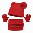 thumbnail image 1 of UngA Kids Winter Hat Scarf Gloves Set, Toddler Girl Boy Fleece Lined Pom Beanie Knit Neck Mittens Children Christmas Gifts (Red,2-12 Years), 1 of 6