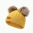 thumbnail image 1 of UngA Kids Winter Hat Toddler Knitted Pom Beanie Hat Cotton Lined Pom Pom Cap Baby Girls Boys Beanies (Yellow,1-4 Years), 1 of 7