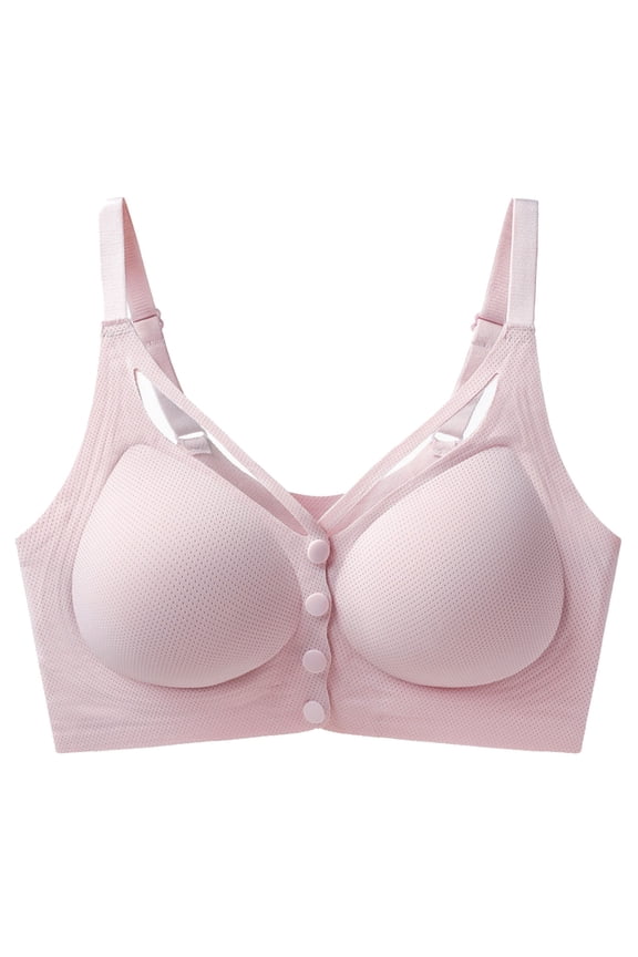 Ladies Bras for Older Women Front Button Bra Front Closure Everyday Sports Bras Comfortable Convenient Cotton Bras No Wire Purple,4XL