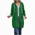 thumbnail image 1 of UngA Long Fleece Hoodies for Women Long Sleeve Fall Long Tunic Hooded Sweatshirt Oversized Fleece Jacket With Pockets Fall Coats 2025 Women Zip Up Hoodie (Green,3XL), 1 of 7
