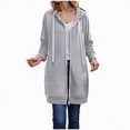 thumbnail image 1 of UngA Long Fleece Hoodies for Women Fashion Sweatshirts Comfortable Long Fleece Sweatshirt with Pockets Women's Zip Up Hoodies (Light Gray,M), 1 of 7
