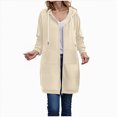 thumbnail image 1 of UngA Long Fleece Hoodies for Women Oversized Fleece Long Sleeve Sweatshirts Casual Fall Jacket Coat with Pocket Womens Zip Up Hoodie (Beige,M), 1 of 7