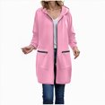 thumbnail image 1 of UngA Long Hoodie for Women Plus Size Long Tunic Sweatshirt Casual Long Sleeve Jackets with Pockets Womens Zip Up Hoodies (Pink,L), 1 of 7