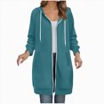 thumbnail image 1 of UngA Long Hoodies for Women Fashion Sweatshirts Comfortable Long Fleece Sweatshirt with Pockets Zip Up Hoodies for Women (Mint Green,S), 1 of 4