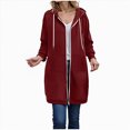thumbnail image 1 of UngA Long Hoodies for Women Zip Up Long Sleeve Oversized Sweatshirts Casual Lightweight Fleece Jackets With Pockets Women's Hoodies (Wine,XL), 1 of 7