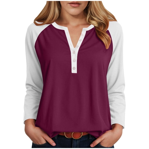 UngA Long Sleeve Womens Shirts Women's Crew Neck Long Sleeve Shirts Basic Loose Fit Layering Tops ,L