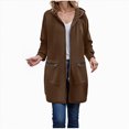 thumbnail image 1 of UngA Long Zip Up Hoodie Women Long Sleeve Fall Long Tunic Hooded Sweatshirt Oversized Fleece Jacket With Pockets Fall Coats 2025 Hoodies Women (Coffee,XL), 1 of 7