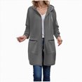 thumbnail image 1 of UngA Long Zip Up Hoodie Women Long Sleeve Fall Long Tunic Hooded Sweatshirt Oversized Fleece Jacket With Pockets Fall Coats 2025 Hoodies for Women (Dark Gray,L), 1 of 7