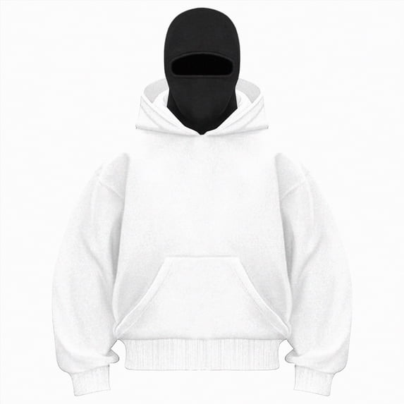 UngA Men's Mask Zipper Sport Hoodie, Long Sleeve Womens Zip Up Hoodies with Mask, Hoodie Pullover Sweatshirt Hooded Top (White,XL)