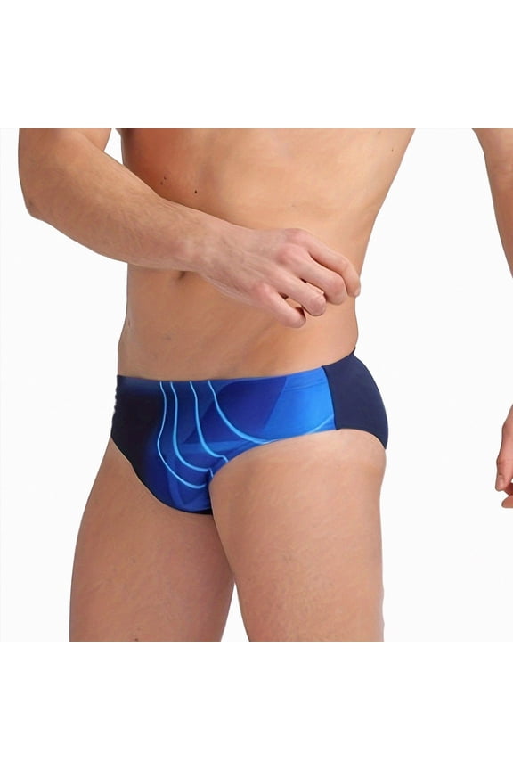Mens Swim Bikini Colorblock Low Rise Underwear Padded Bikin with Drawstring Mens Swimtrunks(Blue,XL)