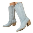 thumbnail image 1 of UngA Mid Calf Boots Cowboy Boots for Women Mid Calf Fashion Cowgirl Boots Light Blue,6.5, 1 of 7